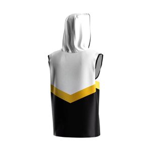 Gilet d'entraînement blanc et jaune sans manches à capuche pour la boxe, veste d'entrée professionnelle pour le ring - Product Image 2