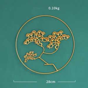 Escultura Zen de Metal Dorado con Forma de Bonsái, Aro Circular Decorativo de Hierro para Decoración Moderna del Hogar y la Oficina - Product Image 1