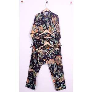 Conjunto de Pijama para Mujer, Hecho a Mano en India, 100% Algodón, con Estampado Floral Elegante, Ropa de Verano para Resort, Suave, Transpirable, de Secado Rápido, Ideal para Regalo - Product Image 1