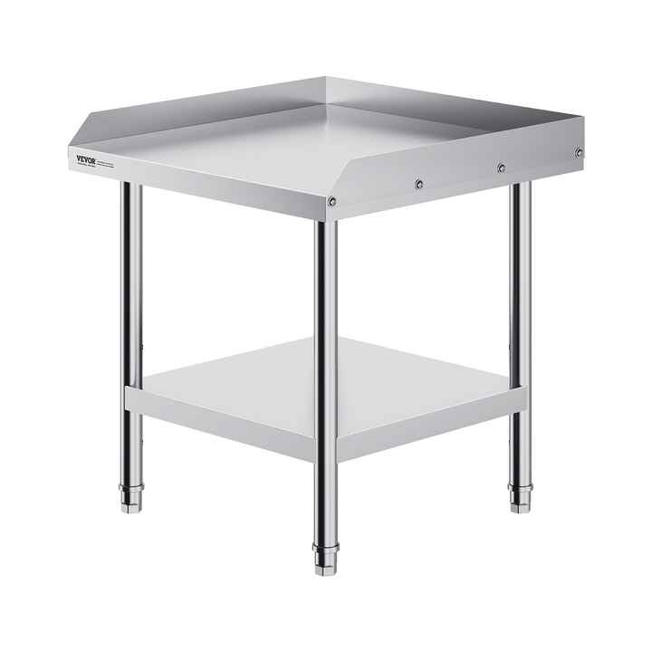 24 X 24 X 26 Inch Commercial Stainless Steel Worktable 3-Sided Backsplash Heavy Duty Prep Worktable Laboratory Furniture