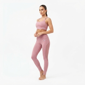 Ensemble de vêtements de sport pour femmes, soutien-gorge de sport à bretelles, leggings taille haute, deux pièces, yoga, fitness - Product Image 3