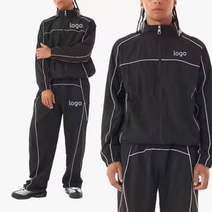 Ensemble court coupe-vent 2 pièces en polyester respirant pour homme, coupe régulière, à capuche, taille élastique, streetwear hiver, haute qualité - Product Image 6
