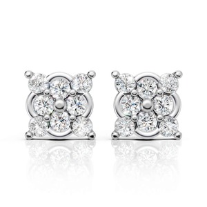 Pendientes llamativos de plata de ley con baño de rodio, joyería de lujo para hombre, con tres moissanitas engastadas en canal. - Product Image 2