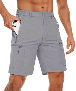 Men's Cargo Shorts Solid Color Quick Dry <b>Elastic</b> Waist Bermuda Length Casual Outdoor Wear With Multiple Pockets - Product Image 6