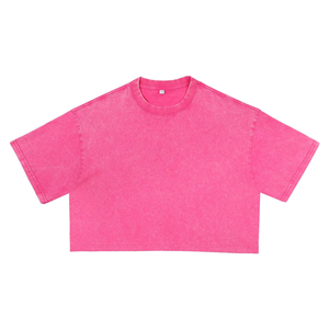 Camiseta Corta de Manga Corta para Mujer, Estilo Lavado, Holgada, Tejida, 100% Algodón Ecológico - Product Image 4