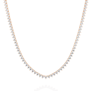 Collar de tenis de oro rosa de 10K, 14K, 18K con 3 puntas y diamantes cultivados en laboratorio de corte redondo para mujer elegante - Product Image 1