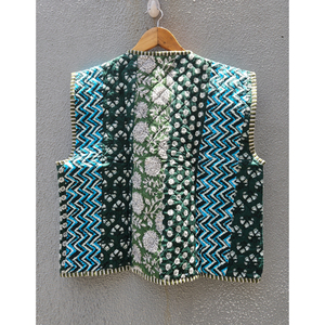 Chaleco acolchado de patchwork para mujer, sin mangas, con bolsillo, cuello chal, ropa exterior informal, regalo para ella - Product Image 6