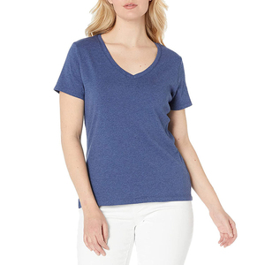 Camiseta con cuello en V, edición premium, 100% algodón, diseño personalizado, camiseta de verano para mujer con MOQ bajo y precio económico, hecha en Pakistán - Product Image 4