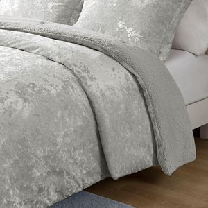 Reversible Sherpa & <b>Crushed</b> <b>Velvet</b> Comforter Set Chic & Durable Bedding - Product Image 4