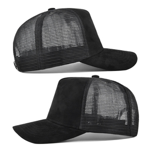 Casquette Trucker Snapback Classique Premium Noire en Daim Souple et Maille, Légère et Respirante, pour Sports de Plein Air et Baseball - Product Image 1