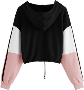 Sudadera con Capucha Corta de Alta Calidad para Mujer, Manga Larga, Suave, con Bloques de Color, Sudadera con Capucha Corta para Invierno - Product Image 2