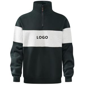 Sudadera con capucha y cremallera de un cuarto, personalizable con logo, hombros caídos y cremallera extragrande. Sudadera deportiva con media cremallera. - Product Image 4