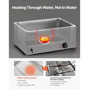 Scaldavivande Elettrico Professionale 24QT in Acciaio Inossidabile per Buffet, Bain Marie a 6 Vasche, 1200W, Attrezzatura per Mantenere il Calore - Product Image 4