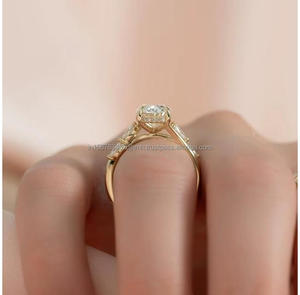 Anillo de compromiso/boda unisex de oro blanco de 14k con diamante ovalado cultivado en laboratorio IGI, engaste de púas, estilo vintage, para fiesta de aniversario - Product Image 3