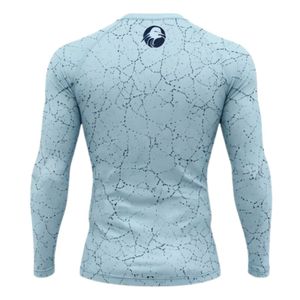 Light Blue Long Sleeve Compression <b>Shirt</b> Crackle Print Athletic Training Gym Workout Breathable Quick Dry Performance Sportswear - Product Image 2