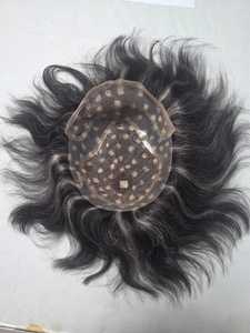 วิกผมผู้ชายแบบตรง ทำจากผมแท้ของคนอินเดีย ยี่ห้อ Taz Hair BD  ฐานลูกไม้ด้านหน้า PU  แบบ V-loop  ลอนหยิก  ดีไซน์กลางศีรษะ - Product Image 3