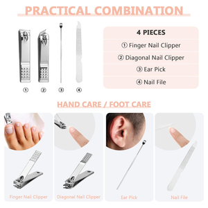 Factory Direct Japanese Steel Nail Clippers Set PU Leather Pouch Nail File Ear Pick Portable Manicure Kit - Product Image 4