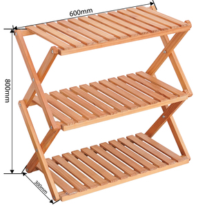 Collapsible 3-Tier Wooden <b>Shoe</b> Organizer - Space-Saving Modern Freestanding <b>Rack</b> - Product Image 2