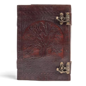 Grand carnet de croquis en cuir fait main, arbre de vie et sept chakras en relief, journal artisanal, grimoire, carnet de notes - Product Image 3