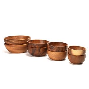 Bol à soupe et à riz classique en bois d'acacia naturel fait main, anti-brûlure, 10 cm - Product Image 4