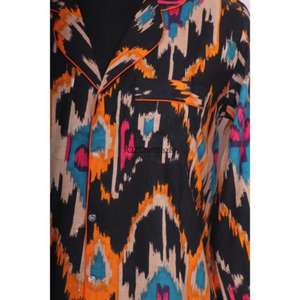 Robe midi moulante pour femme, respirante, écologique, 100% coton, imprimé floral numérique, soirée/formelle, manches 3/4, col en V, boutonnée - Product Image 3