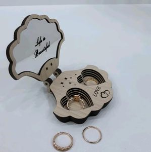 Caja de Madera Personalizada para Anillos con Espejo en Forma de Nube, Organizador de Anillos de Boda, Estuche de Almacenamiento para Anillos de Compromiso, Propuesta Romántica - Product Image 6