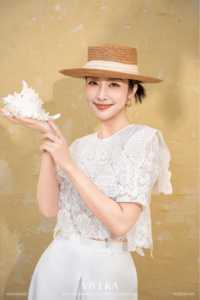 Women's White Lace Bohemian Blouse Short Sleeve Crew Neck Sheer <b>Layer</b> Floral Embroidered Spring Summer <b>Top</b> ALLEN - Product Image 3