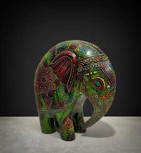 Handmade Wooden <b>Elephant</b> Figurine Decorative Bohemian Art Piece Indoor Tabletop Home <b>Decor</b> Living Room Showpiece - Product Image 1