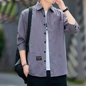 Men shirts Summer Men's clothing Short-Sleeved shirts & blouses Daily Solid Color <b>Stand</b>-Up Collar Casual Beach Style Male Shirt - Product Image 1