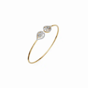 14K Yellow Gold Pear Eye Lab Grown Diamond Open <b>Bangle</b> <b>Bracelet</b> - Product Image 3