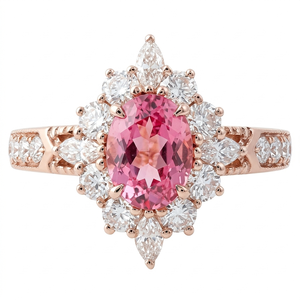 Anillo de Plata de Ley 925 con Zafiro Rosa Ovalado de 7x9mm, Chapado en Oro Rosa, para Cóctel, Boda o Fiesta - Product Image 1