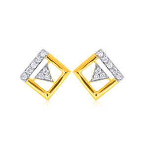 Pendientes de Diamantes Triangulares Elegantes con Marco Triangular y Diamantes Cultivados en Laboratorio en Oro Amarillo de 18K, Regalo para Mujer - Product Image 1