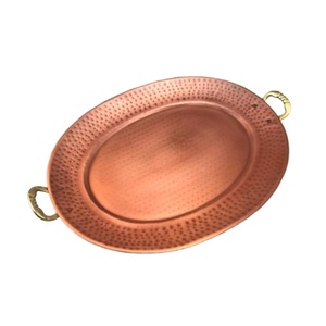 Handcrafted Round <b>Copper</b> Serving Tray Kitchen and Dining <b>Table</b> Decorative & Food Storage & Serving Stainless Steel Tray - Product Image 3