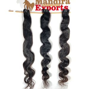 Extensiones de Cabello Humano Indio 100% Natural, Virgen, Remy, Color Negro, Tejido a Máquina, Doble Trama, Ondulado, 100g - Product Image 6