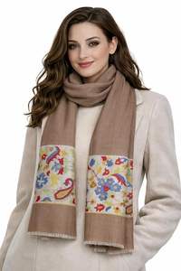Châle en cachemire et laine fine VIC pour femme, usage quotidien hivernal, élégant, bordure florale tissée, doux, chaud, de qualité supérieure, 70x200cm - Product Image 6