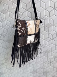 2026 Designer <b>Bag</b> Hair on Hide Fringe Cowhide Leather <b>Sling</b> <b>Bag</b> Patches Handbag Cross Body Fashion Gypsy Fringe Stylish <b>Bags</b> - Product Image 2