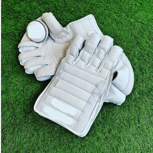Guante de críquet de medio dedo, tela de malla, ambidiestro, estilo deportivo, blanco y negro - Product Image 6
