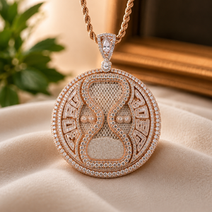 Rose <b>Gold</b> Plated Moissanite Hiphop <b>Pendant</b> Round Shape Diamond Ice Out Charm Necklace Unisex Party Jewelry - Product Image 4