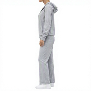 Conjunto de Sudadera con Cremallera y Pantalones Anchos con Cordón, Estilo Informal, Color Gris, 2 Piezas, Proveedor OEM - Product Image 6