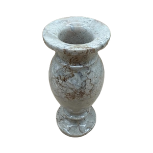 Vase vintage en marbre sculpté, vase à bourgeons artisanal, couleur crème-tan vert menthe, décoration d'intérieur, centre de table d'hôtel, cadeau - Product Image 1