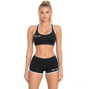 Ensemble de yoga 2 pièces pour femme : soutien-gorge de sport dos nageur et short, personnalisable avec logo imprimé, idéal pour la gym et l'entraînement - Product Image 3
