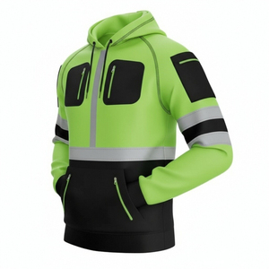 Veste d'hiver réfléchissante haute visibilité pour homme, veste à capuche, vêtements de travail de construction, veste de sécurité avec poches zippées imperméables - Product Image 6