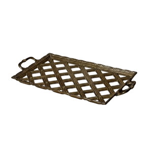 Bandeja Metálica Decorativa de Lujo para Decoración del Hogar, Bandeja de Servicio Metálica Hecha a Mano con Acabado Dorado - Product Image 6