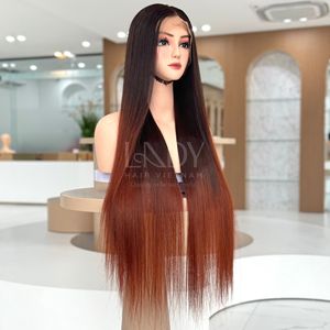 Superventas bebé pelo fino hueso recto punta marrón HD peluca frontal de encaje cabello humano vietnamita para mujeres negras - Product Image 2