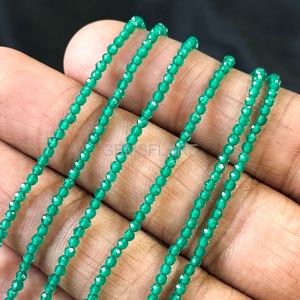 Natural Green Onyx Micro Faceted Round Beads 2MM Onyx Beads For Jewelry Making Wholesale Diamond Cut Faceted Loose Gemstone Bead - Product Image 5
