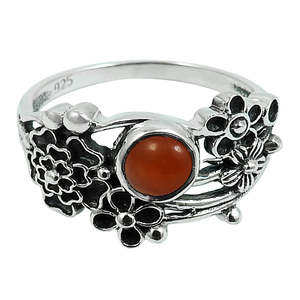 Stylish Design Sterling <b>Silver</b> <b>Ring</b> Faceted Natural Carnelian Gemstone Custom Design Bohemian Jewelry For Women Gift For Her - Product Image 1