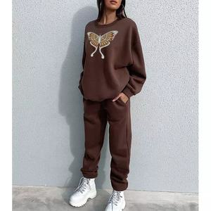 Custom Logo 2 Piece Sweatpants and Hoodie Set <b>Women</b> Slim Fit Crop Top <b>Jogger</b> Suits Plain Low Moq Tracksuit Thick <b>Fleece</b> Oem - Product Image 2