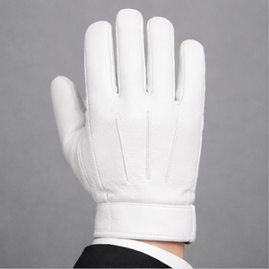 Gants de parade formels en cuir blanc avec manchette à bouton-pression, gants antidérapants pour hommes et femmes - Product Image 1