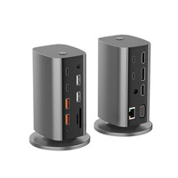 USB-C verticale multifonctions 16-en-1 Station d'accueil MST Hub multi-écrans Station d'accueil d'extension de bureau verticale Gigabit 8K