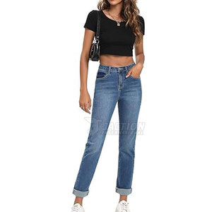Pantalones vaqueros al por mayor con MOQ bajo para mujer, pantalones vaqueros de diseño personalizado de última moda para la venta - Product Image 2